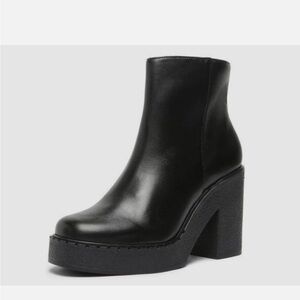 SCHUTZ Black Heeled Boots platform 10 leather